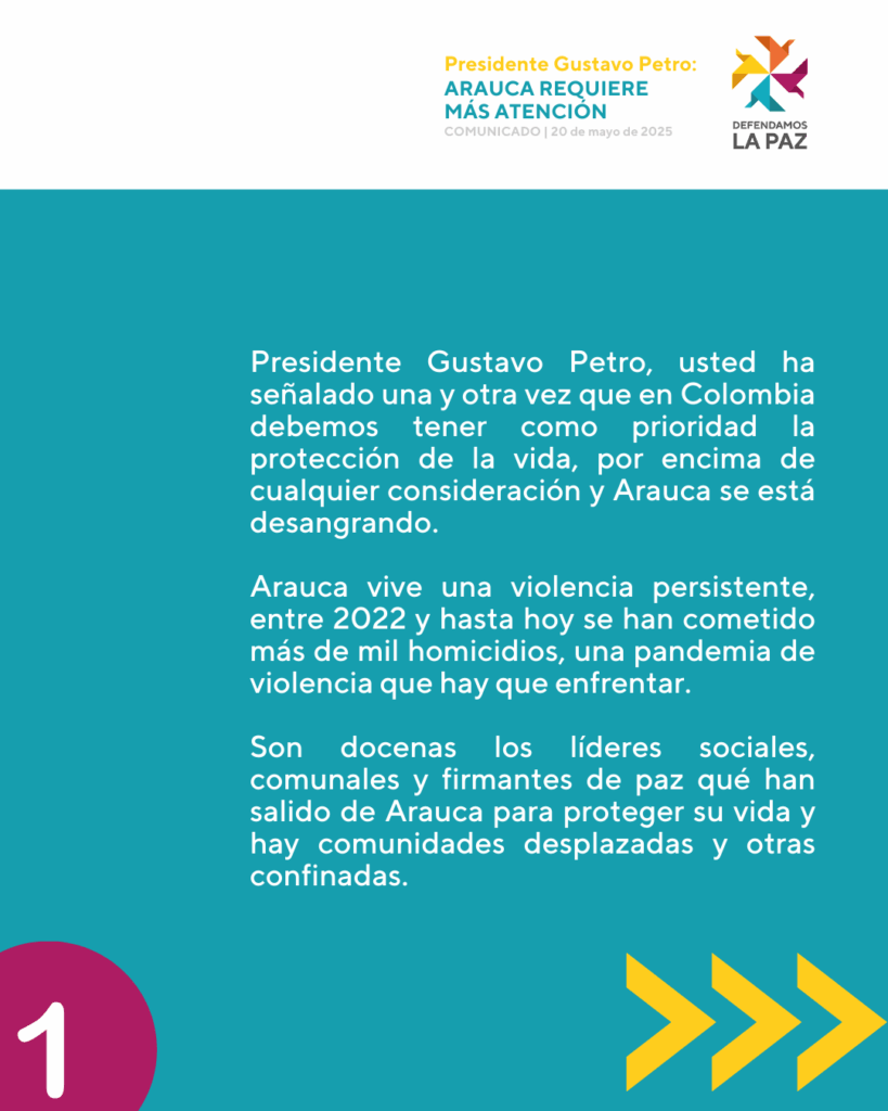 Comunicado Arauca (Mayo 2025) - Defendamos la Paz