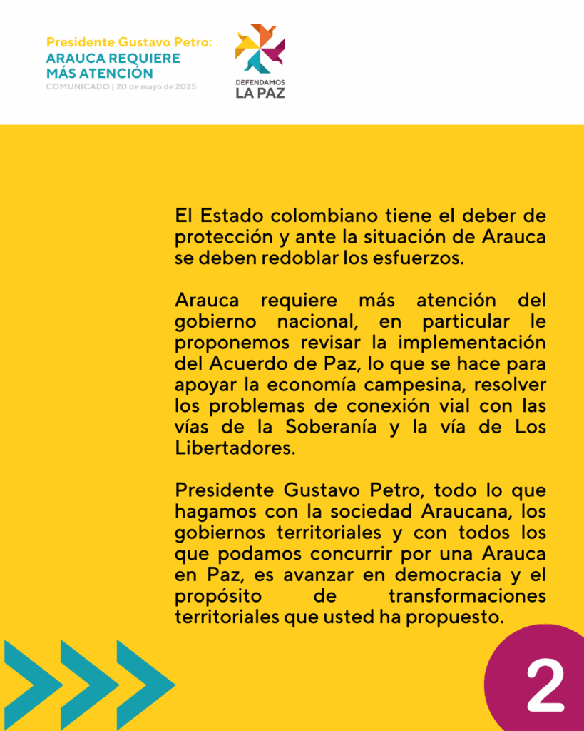 Comunicado Arauca (Mayo 2025) - Defendamos la Paz