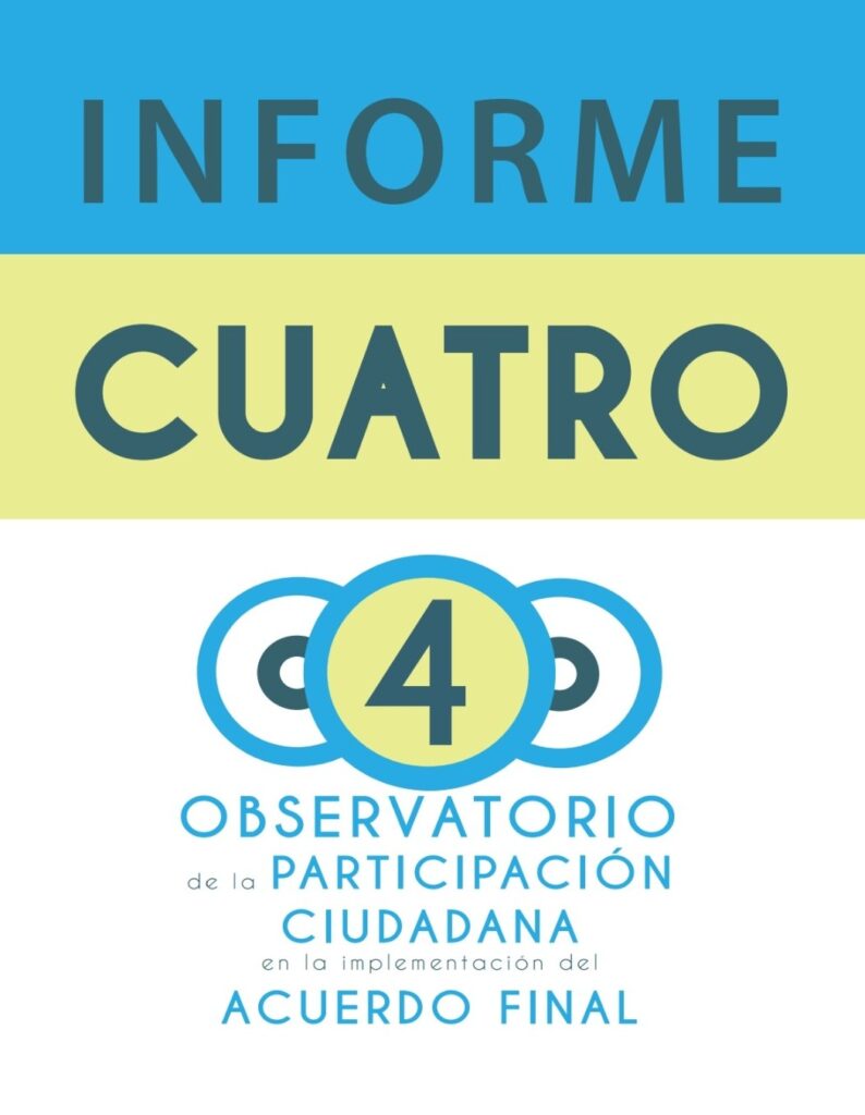 Portada Informe Cuatro Observatorio de la Participación ciudadana en la implementación del Acuerdo Final